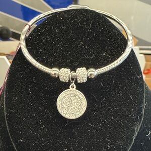 Elegant Silver Bracelet with Crystal Charm